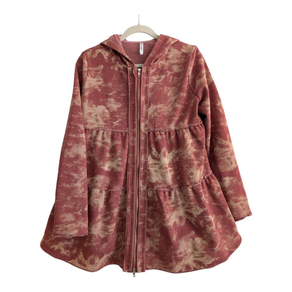 Mur Mur Long Sleeve Rust Colored Distressed double zip Hoodie 100% Cotton Medium